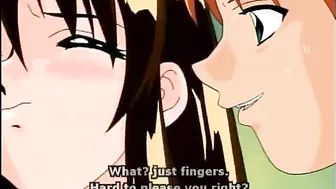 Bound hentai teases her clit and tits with fingers
