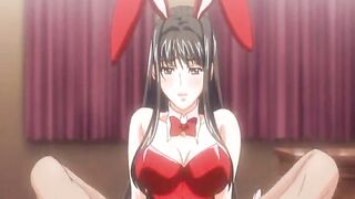 Japanese Bunny with Big Boobs Gets Footjob & Cum All Over Body