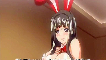 Japanese Bunny with Big Boobs Gets Footjob & Cum All Over Body