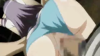 Hentai Coed's Big Boobs Poked from Behind, Captured in Bondage