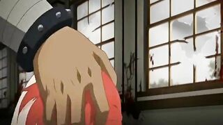 Japanese Hentai Sucks Monster Cock and Gets Poked from Behind by Monster