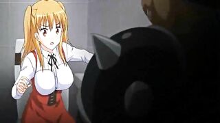 Japanese Hentai Sucks Monster Cock and Gets Poked from Behind by Monster