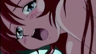 Redhead hentai babe with big boobs gets shoved into her wet pussy