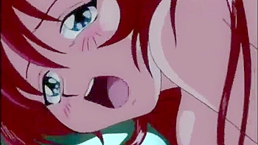 Redhead hentai babe with big boobs gets shoved into her wet pussy