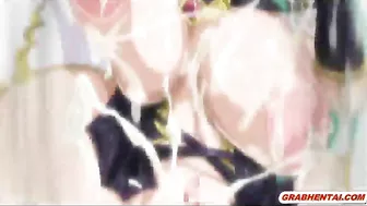 Muzzled Big Boobs Hentai Gets Hard Poked Until Cream Pie