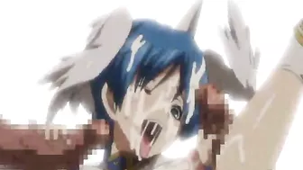 Busty hentai coed fingering pussy and squirting cum