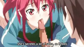 Redhead coed sucks bigcock and gets facial cum in hentai sex