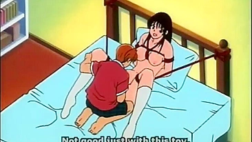 Tied Up Hentai Gets Fingering Clitoris and Tits