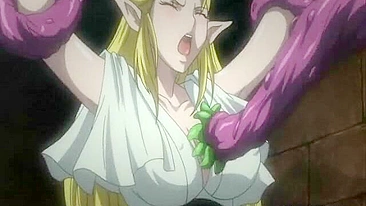 Elven Shemale with Big Boobs Gets Poked from Behind in Anime