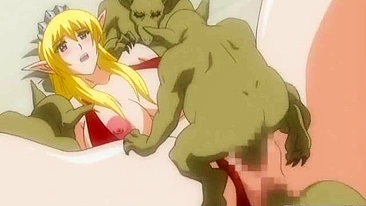 Elf hentai with bigtits gangbang by monsters and anime