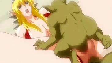 Elf hentai with bigtits gangbang by monsters and anime