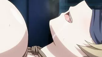 Roped hentai with blindfold and bigboobs gets dildoed wetpussy