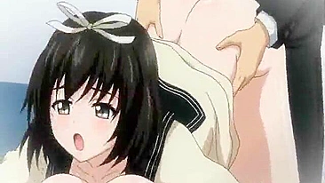 Roped hentai with blindfold and bigboobs gets dildoed wetpussy