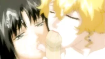 Busty hentai coeds strapon ass fucked