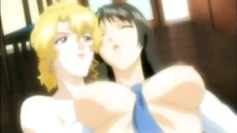 Busty hentai coeds strapon ass fucked