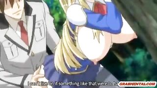 Busty hentai doggystyle wet pussy fucked in the forest