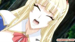 Busty hentai doggystyle wet pussy fucked in the forest