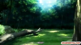 Busty hentai doggystyle wet pussy fucked in the forest