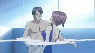 Wet Swimsuit Hentai Fucking with Big Boobs, Cum Swallowing