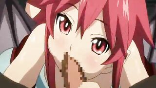 Hentai coed licks and sucks stiff cock