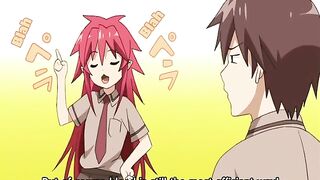 Hentai coed licks and sucks stiff cock