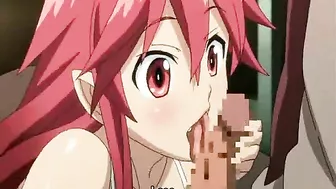 Hentai coed licks and sucks stiff cock