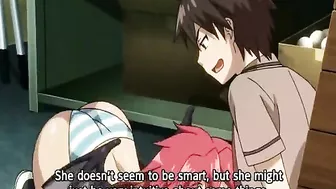 Hentai coed licks and sucks stiff cock