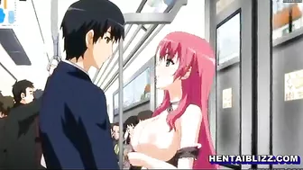 Big Boobs Hentai Handjobs and Cumshots on the Train, Anime