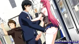 Big Boobs Hentai Handjobs and Cumshots on the Train, Anime