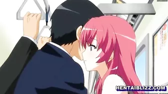 Big Boobs Hentai Handjobs and Cumshots on the Train, Anime