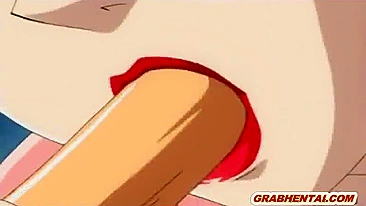 Japanese Hentai Sucking Cock and Poking from Behind
