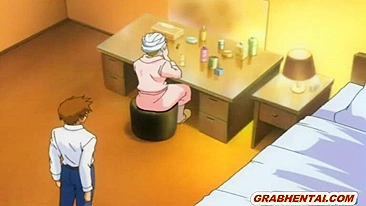 Japanese Hentai Sucking Cock and Poking from Behind