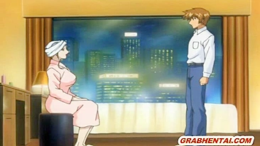 Japanese Hentai Sucking Cock and Poking from Behind