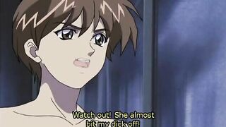 Bondage Coed Gets Dildoed and Squeezed Tits in Hentai Muzzle Fetish