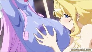 Melon Boobs Threesome Fucking and Squirting - Anime Hentai