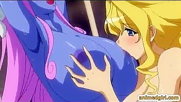Melon Boobs Threesome Fucking and Squirting - Anime Hentai
