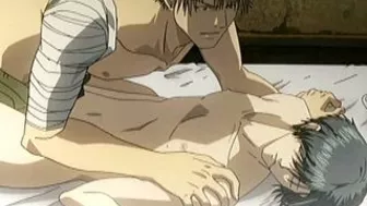 Gay Hardcore Hentai Anal Tearing Sex With Cock In Ass - An intense and explicit anime hentai scene featuring two men engaging in rough anal sex with a focus on tearing and stretching the anus.