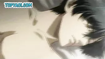 Gay Hardcore Hentai Anal Tearing Sex With Cock In Ass - An intense and explicit anime hentai scene featuring two men engaging in rough anal sex with a focus on tearing and stretching the anus.