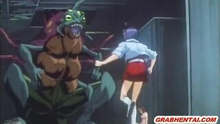 Hentai Gets Monster Tentacles Drilled by Caught Anime