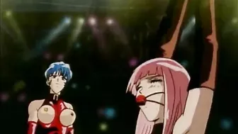 Chained Hentai With A Muzzle Gets Whipped, bondage,  chained,  hentai