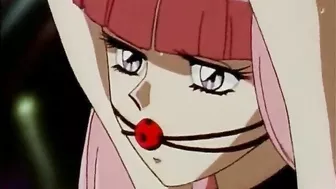 Chained Hentai With A Muzzle Gets Whipped, bondage,  chained,  hentai