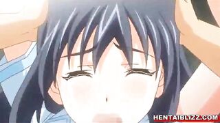 Roped Hentai Schoolgirl With Big Tits Gangbang By Bandits, Anime, Rope, Hentai, Schoolgirl, Big Tits