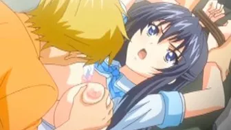Roped Hentai Schoolgirl With Big Tits Gangbang By Bandits, Anime, Rope, Hentai, Schoolgirl, Big Tits