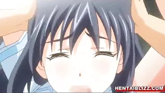 Roped Hentai Schoolgirl With Big Tits Gangbang By Bandits, Anime, Rope, Hentai, Schoolgirl, Big Tits