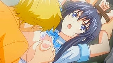 Roped Hentai Schoolgirl With Big Tits Gangbang By Bandits, Anime, Rope, Hentai, Schoolgirl, Big Tits