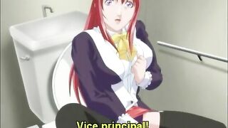 Redhead Hentai Girl in Toilet having Hot Cartoon Anime Sex