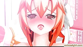 Shemale Hentai Self-Masturbates and Cums on the Table