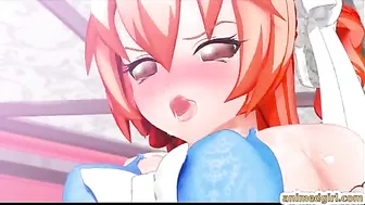 Shemale Hentai Self-Masturbates and Cums on the Table