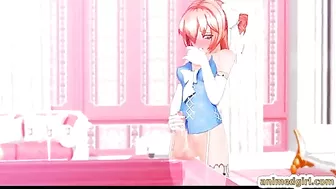 Shemale Hentai Self-Masturbates and Cums on the Table