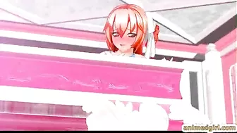 Shemale Hentai Self-Masturbates and Cums on the Table